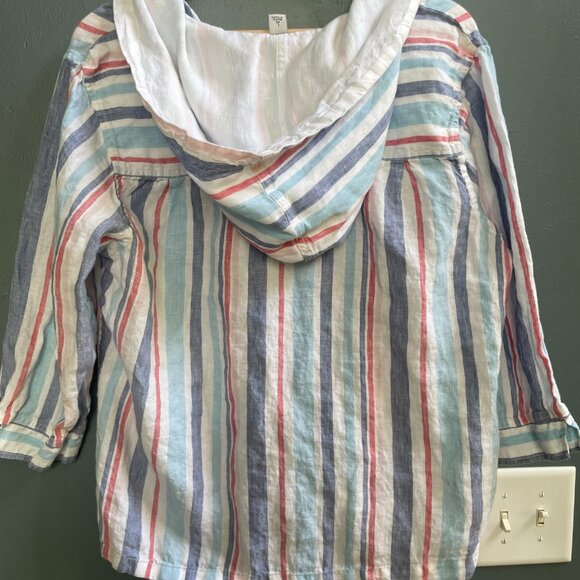 L.L. Bean Women's Linen Striped Beach Hoodie Large - Picture 3 of 8